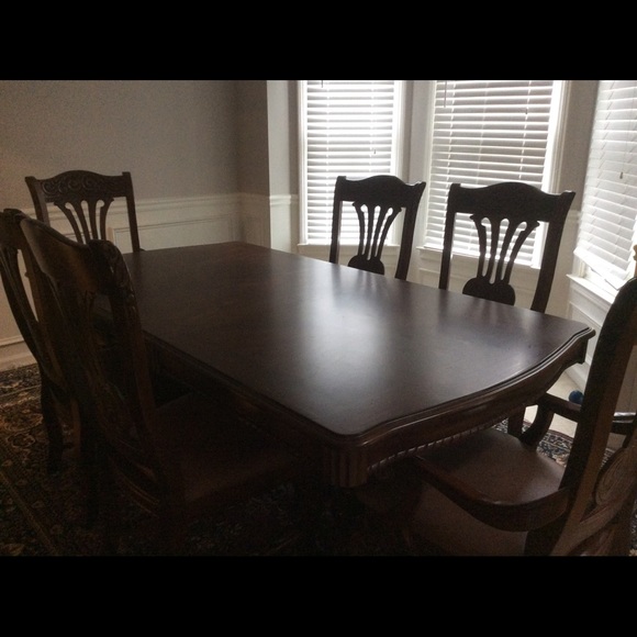 havertys Dining 7 Piece Formal Cherry Wood Dining Table Set Poshmark